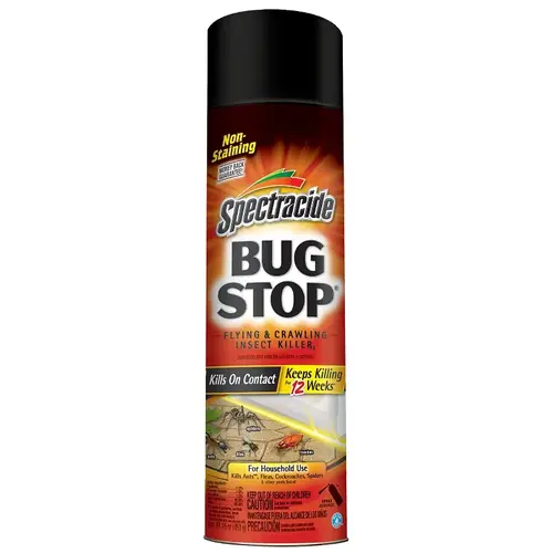 Bug Stop Insect Killer, Liquid, Spray Application, 16 oz Aerosol Can Pale Yellow