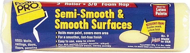 FoamPro 9 Paint Roller Cover, 3/8 in Thick Nap, in L, Foam Cover