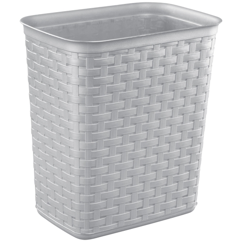 Waste Basket, 3.4 gal Capacity, Plastic, Cement, 12-5/8 in H