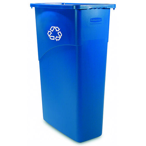 Slim Jim Recycling Container, 23 gal Capacity, Resin, Blue