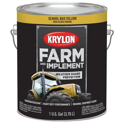 KRYLON K01976000-XCP4 Farm and Implement Paint, High-Gloss, School Bus Yellow 12, 1 gal - pack of 4