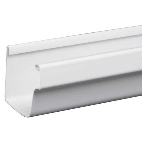 Roofing Gutter, 10 ft L, 5 in W, Vinyl, Traditional White