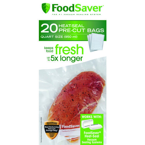 FoodSaver FSFSBF0216-NP Vacuum Seal Bag, 1 qt Capacity, Clear - pack of 20