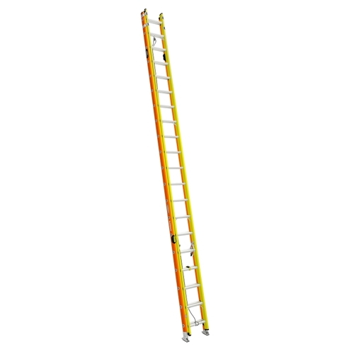 Werner T6240-2GS GLIDESAFE T6200-2GS Series Extension Ladder, 37 ft H Reach, 300 lb, 40-Step, Fiberglass, Orange/Yellow