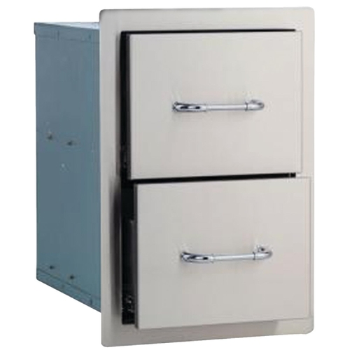 Bull Outdoor Products 56985 Double Drawer, 20-3/4 in L, 12-3/4 in W, 19-1/2 in H, 2 -Drawer, Stainless Steel