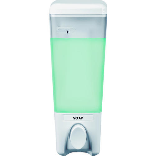 Soap Dispenser, 14.2 oz Capacity, ABS, White, Wall Mounting