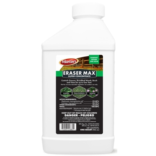 Martin's 82002488 ERASER MAX Weed Killer, Liquid, Clear Yellow, 1 qt Bottle