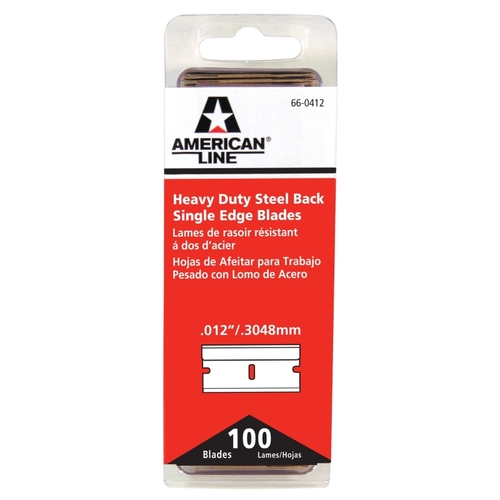 American Line 66-0412-0000 Single Edge Blade, Two-Facet Blade, 3/4 in W Blade, Carbon Steel Blade - pack of 100