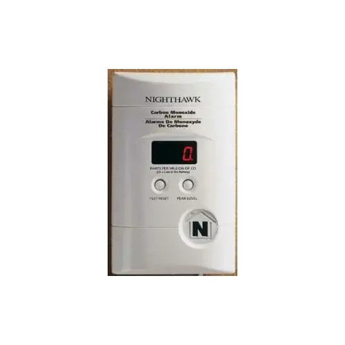 Carbon Monoxide Alarm, 10 ft, +/-30 % Accuracy, 4 to 15 min Response, Digital Display, 85 dB White