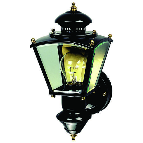 Motion Activated Decorative Light, 120 V, 100 W, Incandescent Lamp, Metal Fixture, Black