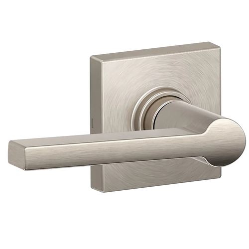 Passage Lock Solstice Lever with Collins Rose Satin Nickel Finish with Adjustable Latch and Radius Strike
