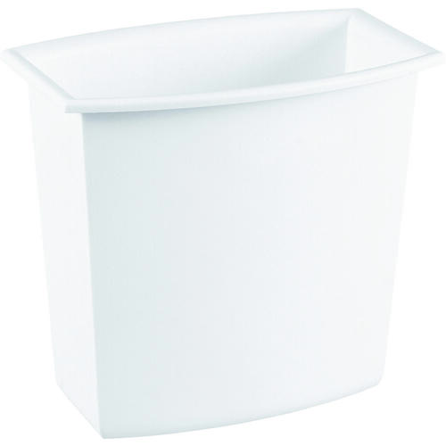 Waste Basket, 2 gal Capacity, Plastic, White, 10-1/2 in H