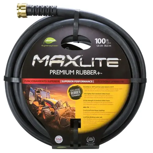 Swan CELSGC58100 SGC58100 Garden Hose, 100 ft L, Rubber, Black