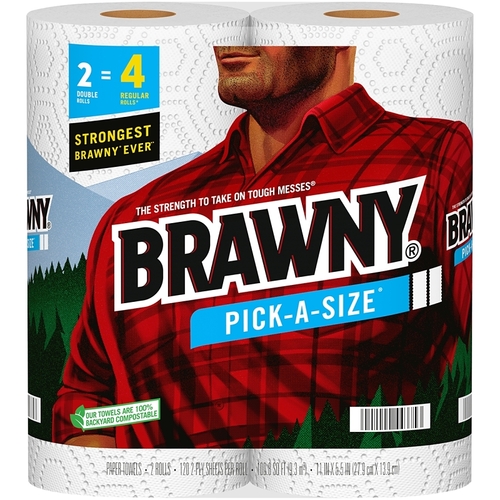 BRAWNY 44375 Pick-A-Size Paper Towel, 5-1/2 in L, 11 in W, 2-Ply