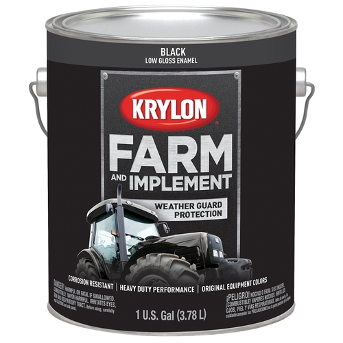 KRYLON K01965000-XCP4 Farm and Implement Paint, Low-Gloss, Black, 1 gal - pack of 4