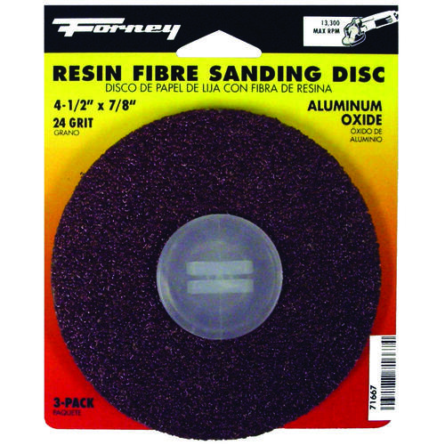 Sanding Disc, 4-1/2 in Dia, 7/8 in Arbor, Coated, 24 Grit, Extra Coarse, Aluminum Oxide Abrasive