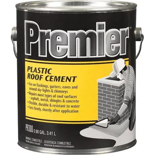 Plastic Roof Cement, Black, Liquid, Paste, 0.9 gal