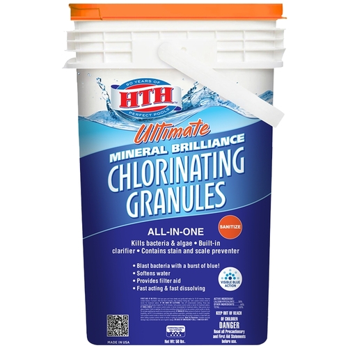 HTH 22019 Ultimate Mineral Brilliance 22009 Chlorinating Granule, Powder, Chlorine-Like, 50 lb