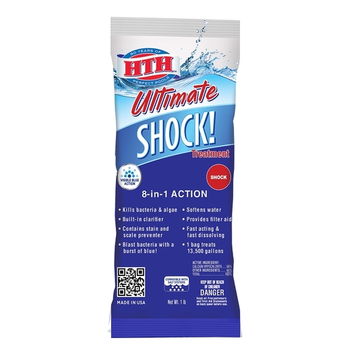 HTH 52039 Ultimate 52027 Shock Treatment, Powder, Chlorine-Like, 1 lb Pouch