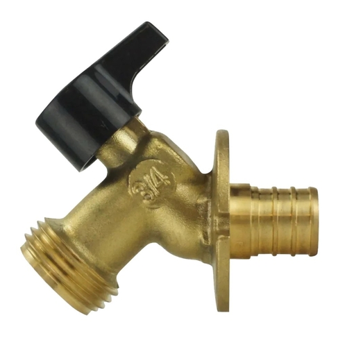 Sillcock, 3/4 in Connection, Barb x MGHT, 200 psi Pressure, Quarter-Turn Actuator, Brass Body