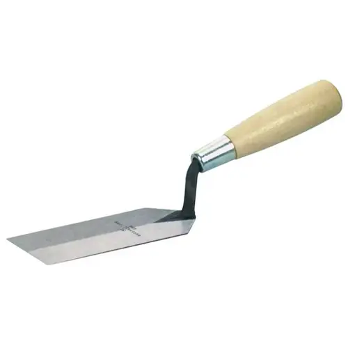 Margin Trowel, 8 in L Blade, 2 in W Blade, HCS Blade, Wood Handle