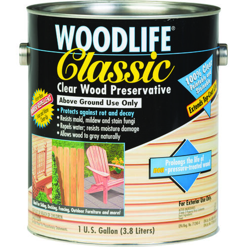 WoodLide Classic Wood Preservative, Clear, Liquid, 1 gal, Can