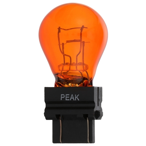 PEAK 3457NALL-BPP Miniature Automotive Bulb, Halogen Lamp, Wedge Base, Amber/Red Light - pack of 2