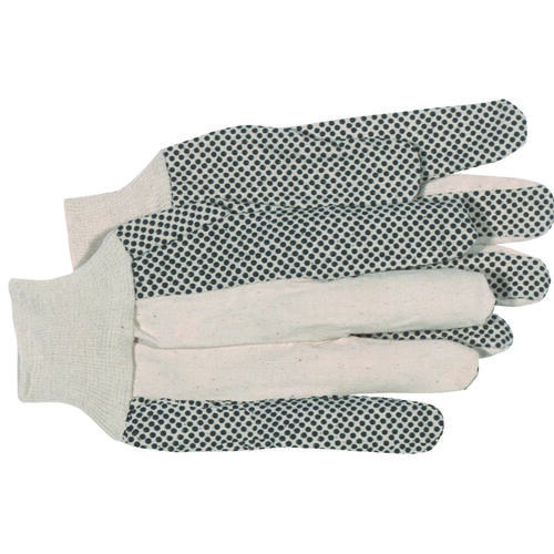 Dotted Gloves, L, Continuous Thumb, PVC Coating, Black/White