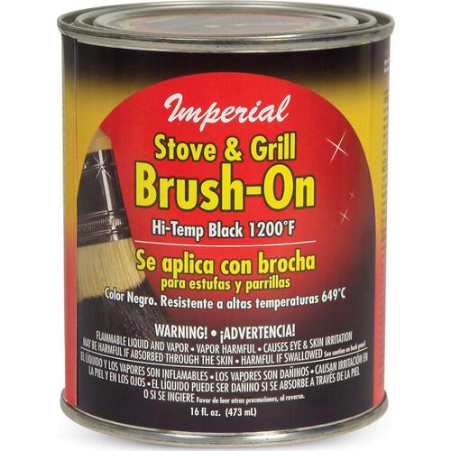 Stove and Grill Paint, Liquid, Black, Solvent, 16 fl-oz Can