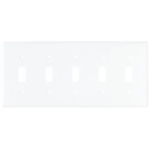 Wallplate, 4-1/2 in L, 10 in W, 5-Gang, Thermoset, White