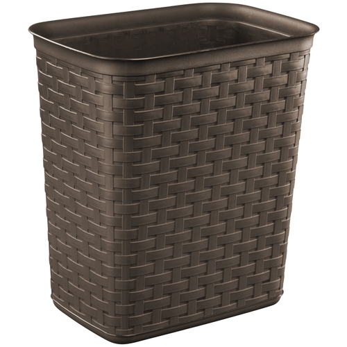 Waste Basket, 3.4 gal Capacity, Plastic, Espresso, 12-5/8 in H