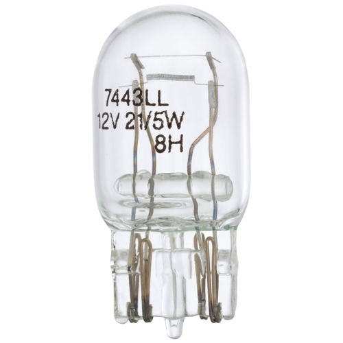 PEAK 7443LL-BPP Miniature Automotive Bulb, 13.5 V, Halogen Lamp, Bayonet Base, Clear Light - pack of 2