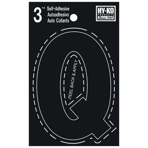 30400 Series Die-Cut Letter, Character: Q, 3 in H Character, Black Character, Vinyl - pack of 10