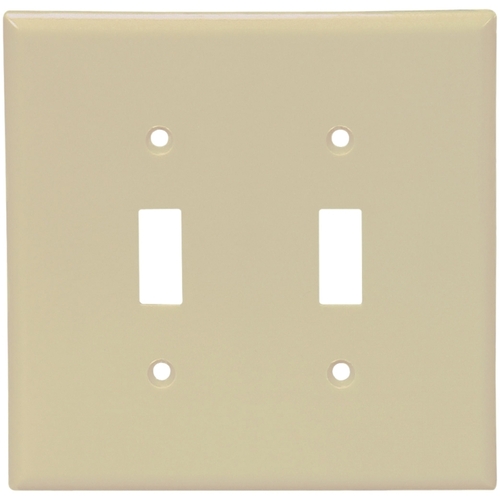 Wallplate, 4-1/2 in L, 4-9/16 in W, 2 -Gang, Thermoset, Ivory, High-Gloss