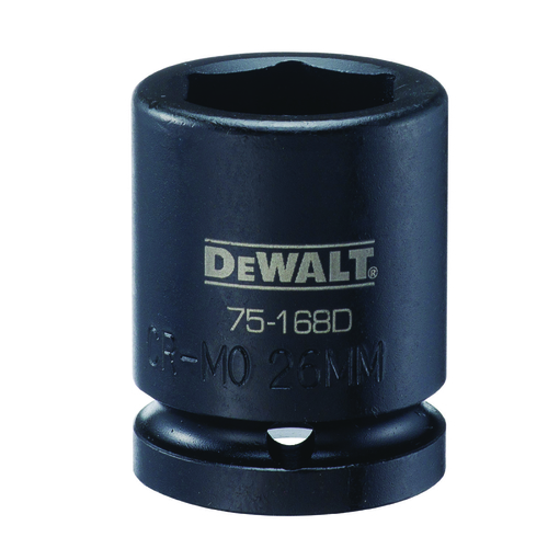 Impact Socket, 26 mm Socket, 3/4 in Drive, 6-Point, CR-440 Steel, Black Oxide