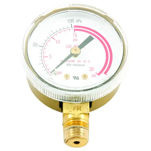 Regulator Gauge, 0 to 30 psi Pressure, 1/4 in Connection, NPT