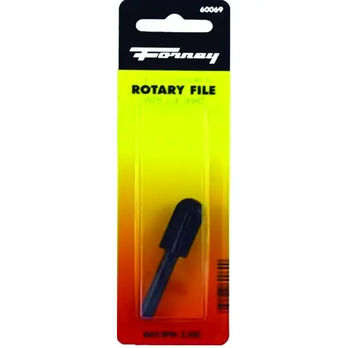 Cylindrical Rotary File with Rounded End, 1/2 in Dia Cutting, 1/4 in Dia Shank, Steel
