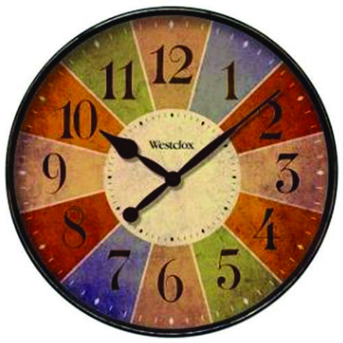 Westclox 32897 Clock, Round, Multi-Color Frame, Plastic Clock Face, Analog