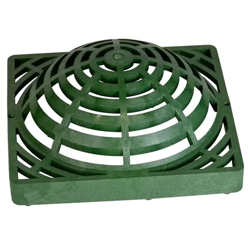 NDS 1280 Atrium Grate, 11-3/4 in L, 11-3/4 in W, Square, 3/8 in Grate Opening, HDPE, Green