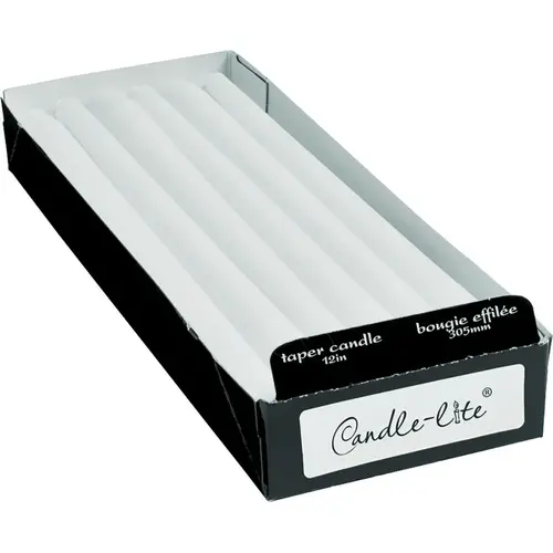 Candle Lite 4201595-XCP12 Taper Candle, White Candle, 9.4 hr Burning - pack of 12