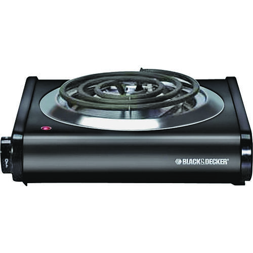 Black+Decker SB1001B Buffet Range, 5-1/2 in Dia Burner, 100 W, 1-Burner, Knob Control, 2-Control, Metal, Black