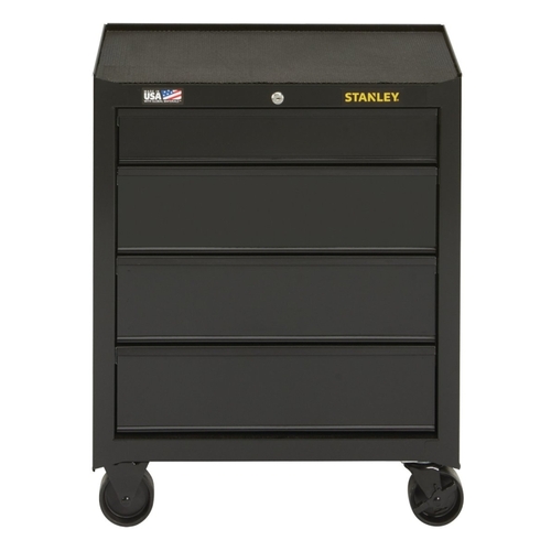 Rolling Tool Cabinet, 8030 cu-in, 26-1/2 in OAW, 32 in OAH, 18 in OAD, Steel, Black, 4-Drawer