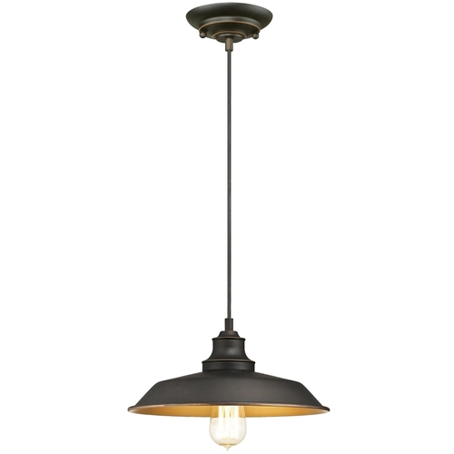 00 Iron Hill Indoor Pendant Light, 120 V, 1-Lamp, Incandescent, LED Lamp, Metal Fixture