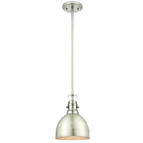 00 Mini Pendant Light, 120 V, 1-Lamp, Incandescent, LED Lamp, Metal Fixture, Brushed Nickel Fixture