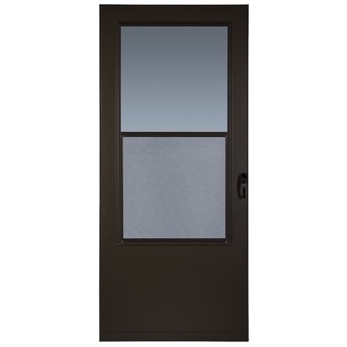 LARSON 028841U Value Core SingleVent Storm Door, 32 in W, 81 in H, Half Screen, Wood, Brown