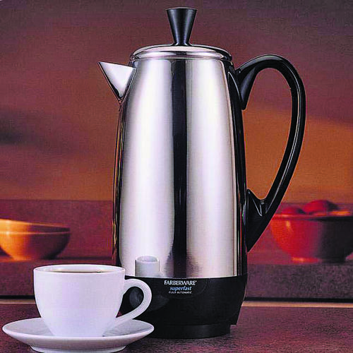 Farberware FCP412 Electric Percolator, 2 to 12 Cup Capacity, 1 W, Stainless Steel, Knob Control