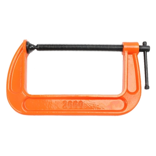 Classic C-Clamp, 1000 lb Clamping, 6 in Max Opening Size, 3-1/2 in D Throat, Ductile Iron Body, Orange Body