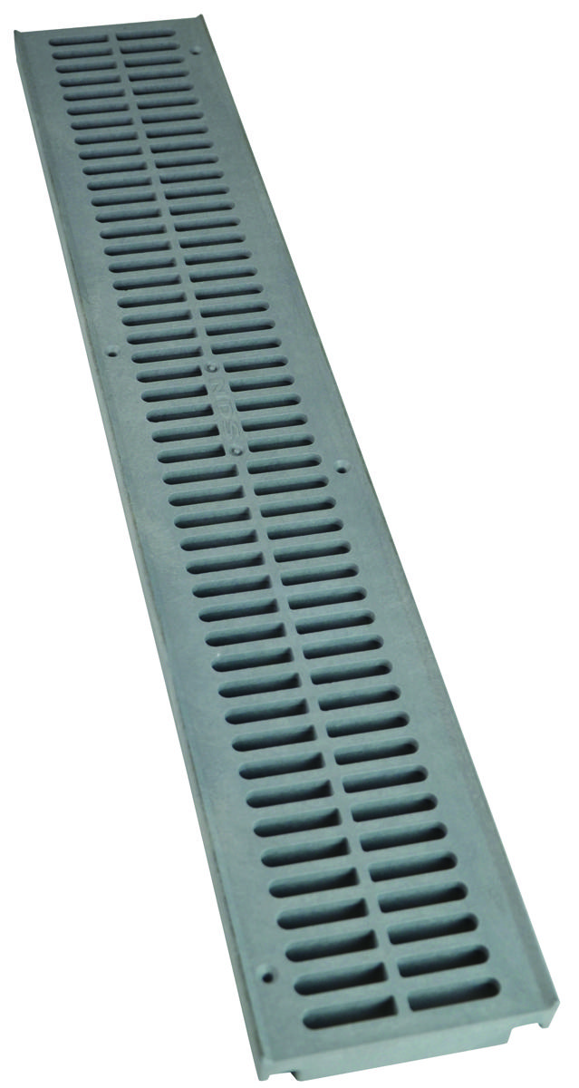 NDS 241-1 241-1 Drain Grate, 24 in L, 4.13 in W, Rectangular, 3/8 x 3-1/4 in Grate Opening, HDPE, Gray