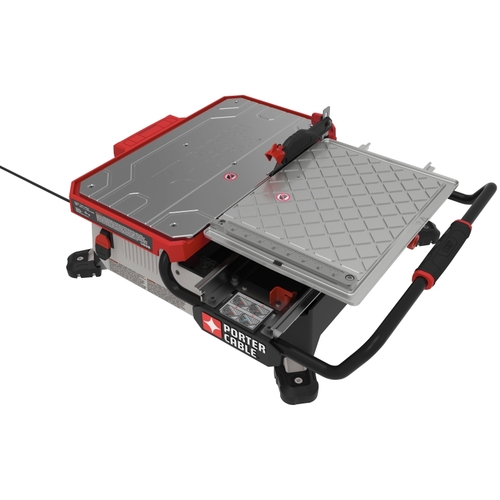 Table Top Wet Tile Saw, 20 V, 6.5 A, 1300 W, 7 in Dia Blade, 17-1/2 in Ripping Black/Gray/Red