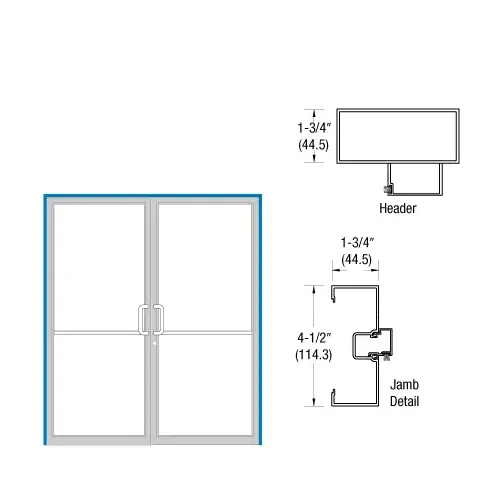 CRL-U.S. Aluminum 0A421220072105 Bronze Anodized Double Door Open Back 1-3/4" x 4-1/2" Up and Over Frame Prepped for Offset Pivots with Overhead Concealed Closers